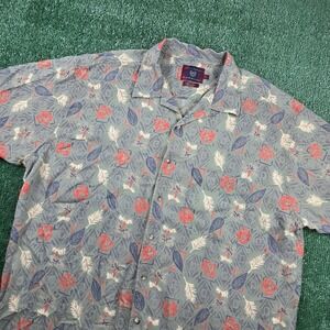 Byron Nelson Eleven Straight Mens XL Silk Tropical Hibiscus Button Down Shirt